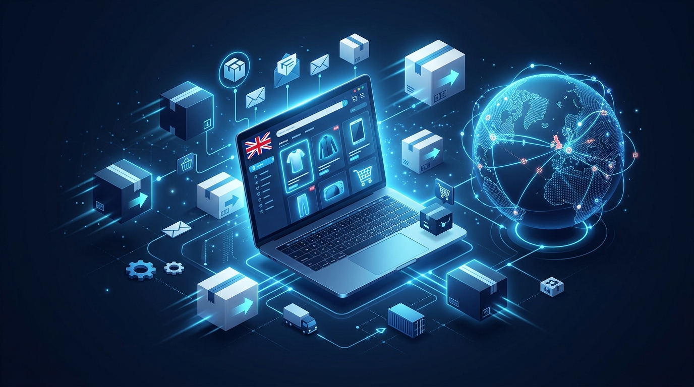 UK e-commerce global sourcing illustration